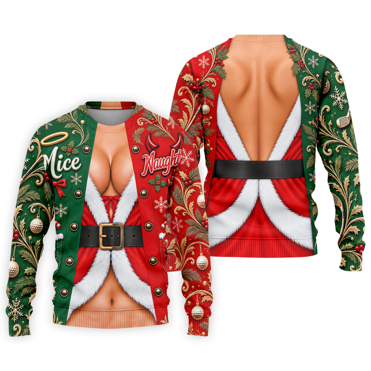 Nice Naughty Busty Santa Christmas Golf Shirt, Golf Polo For Men, Golf Gifts For Men