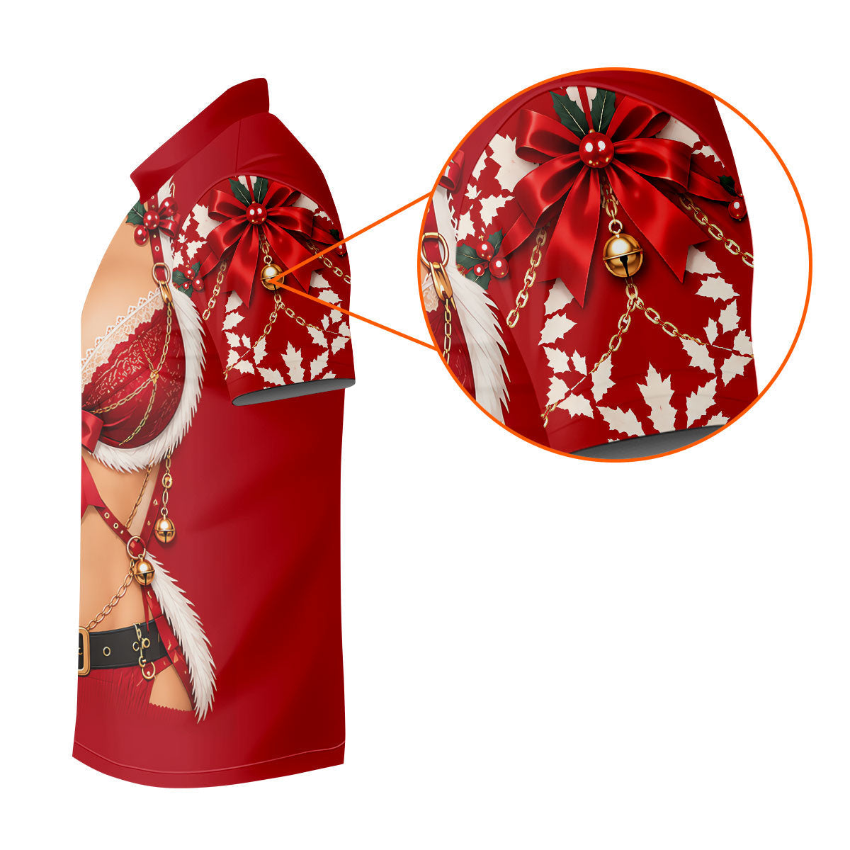 Red Lace Bra Harness Santa Christmas Golf Shirt, Mens Golf Apparel, Golf Polo For Men