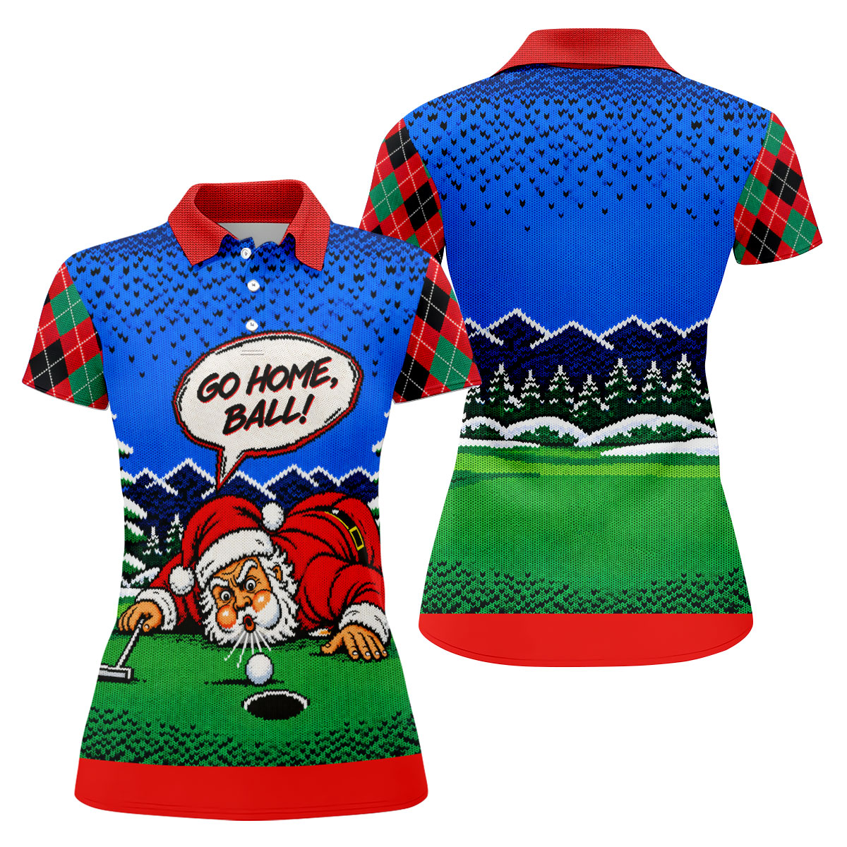 Go Home Ball Santa Putting Christmas Golf Shirt, Ladies Golf Tops, Ladies Golf Shirts