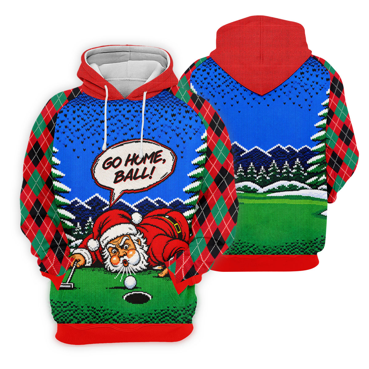 Go Home Ball Santa Putting Christmas Golf Shirt, Mens Golf Clothing, Mens Golf Shirts