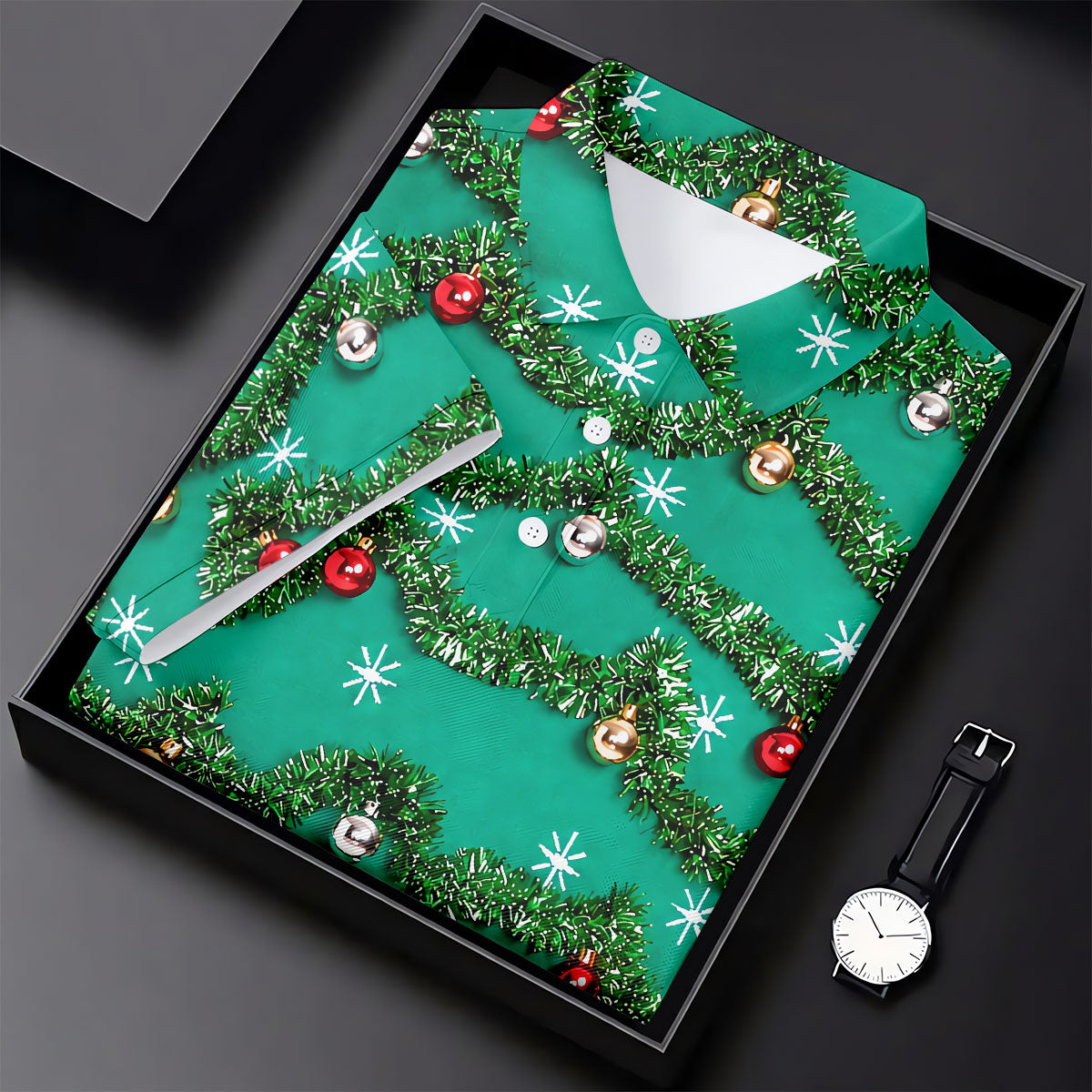 Tinsel Garland Ornaments Christmas Golf Shirt, Ladies Golf Shirts, Womens Golf Shirts