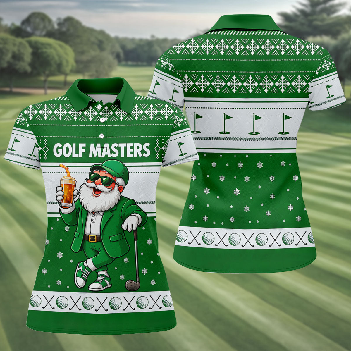 Green Jacket Santa Beer Christmas Golf Shirt, Golf Shirts For Women, Womens Golf Tops