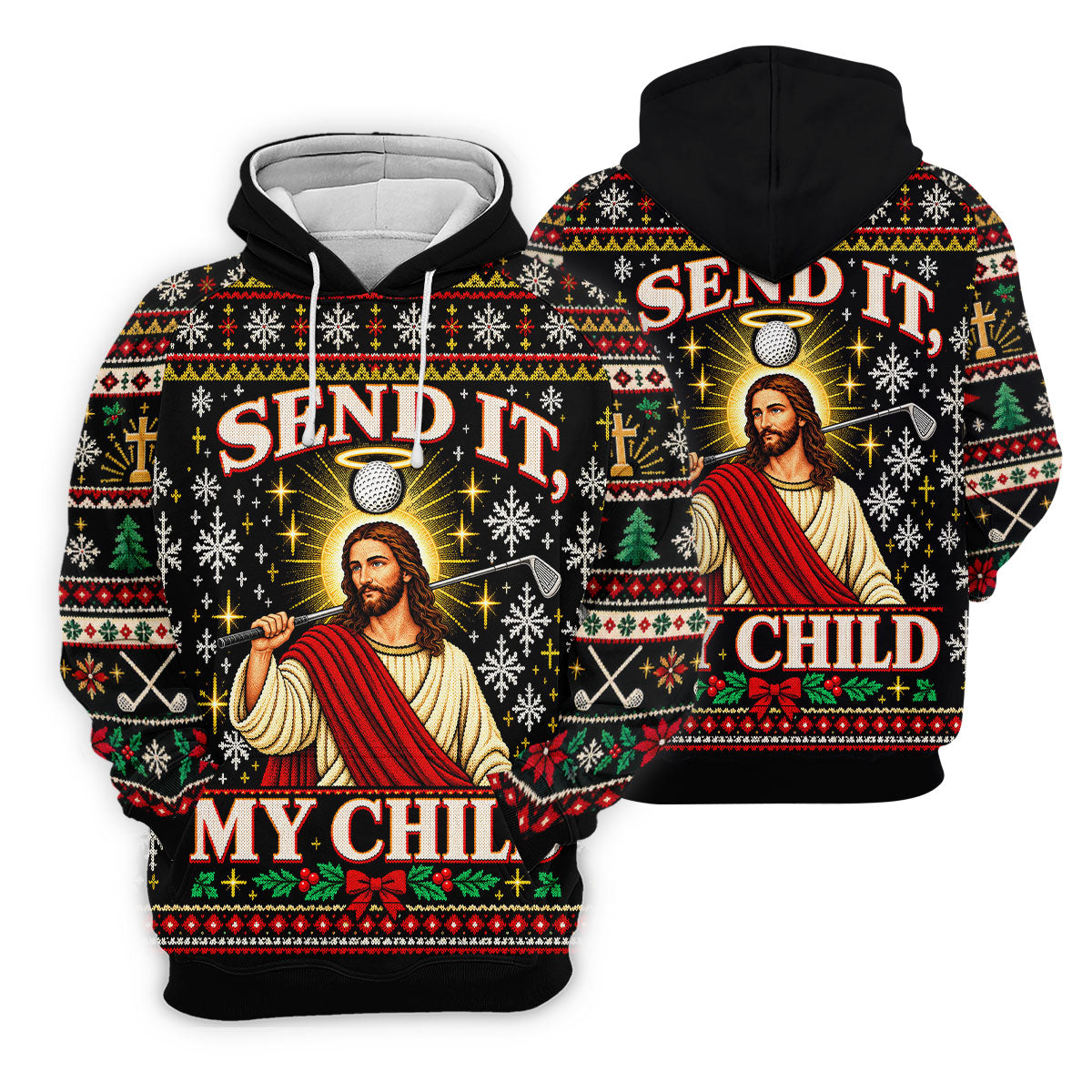 Send It My Child Jesus Christmas Golf Shirt, Ladies Golf Apparel, Womens Golf Apparel