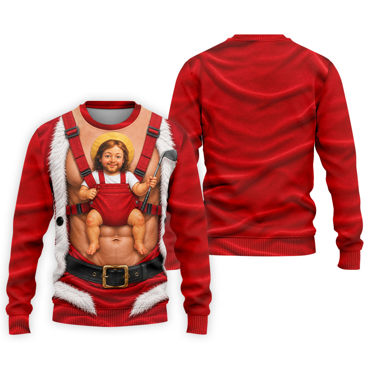 Santa Abs Baby Carrier Christmas Golf Shirt, Mens Golf Clothing, Golf Shirts For Men