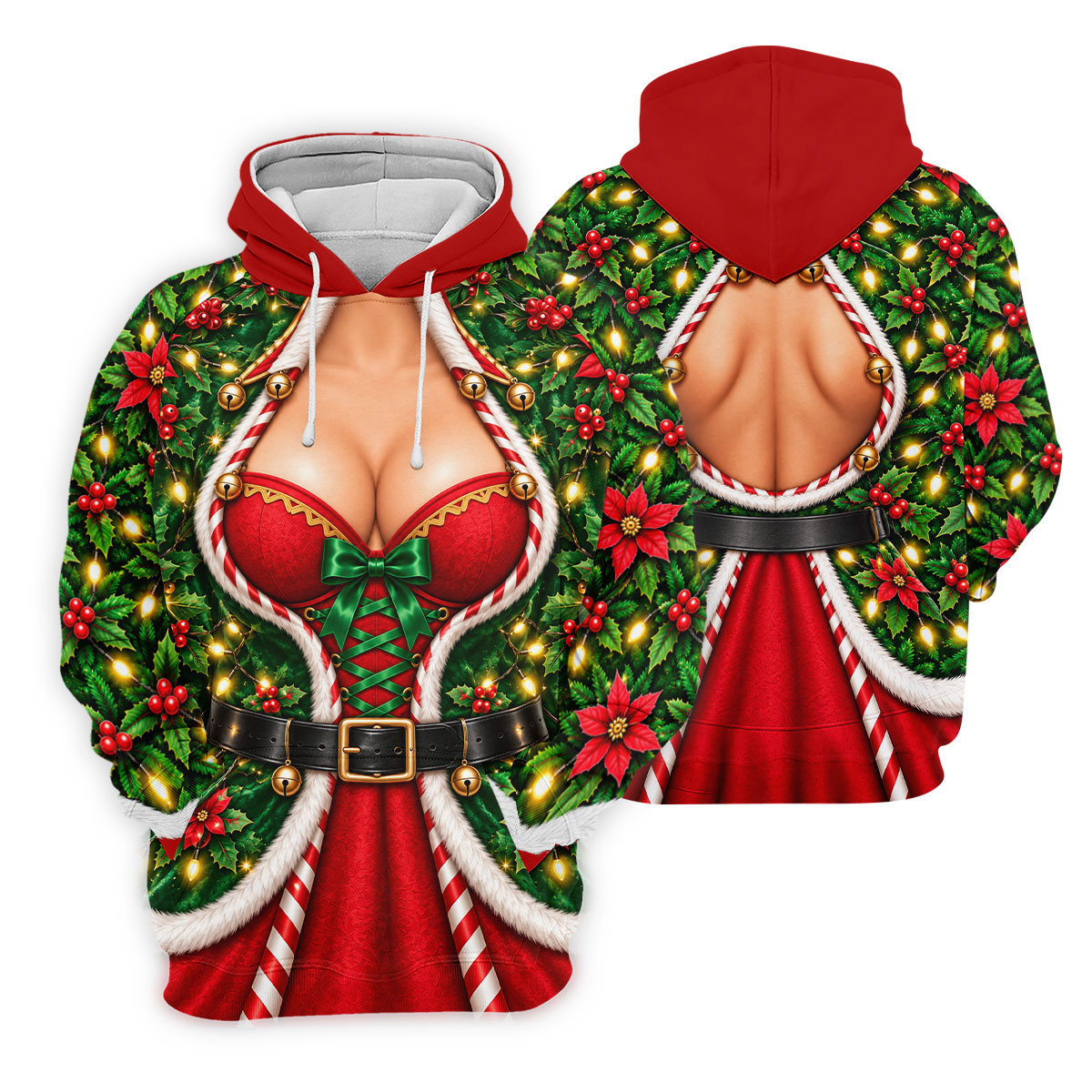 Holly Corset Busty Dress Christmas Golf Shirt, Golf Gifts For Men, Mens Golf Clothing