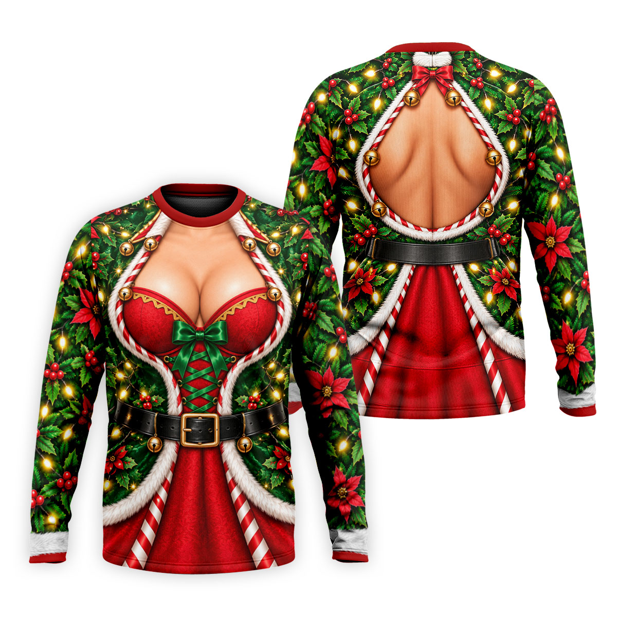 Holly Corset Busty Dress Christmas Golf Shirt, Golf Gifts For Men, Mens Golf Clothing