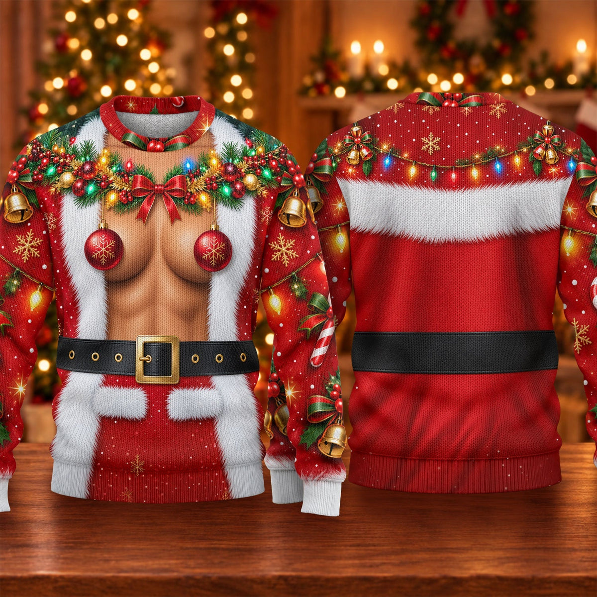 Ornament Pasties Santa Ugly Christmas Sweater, Christmas Gifts, Holiday Party Sweater