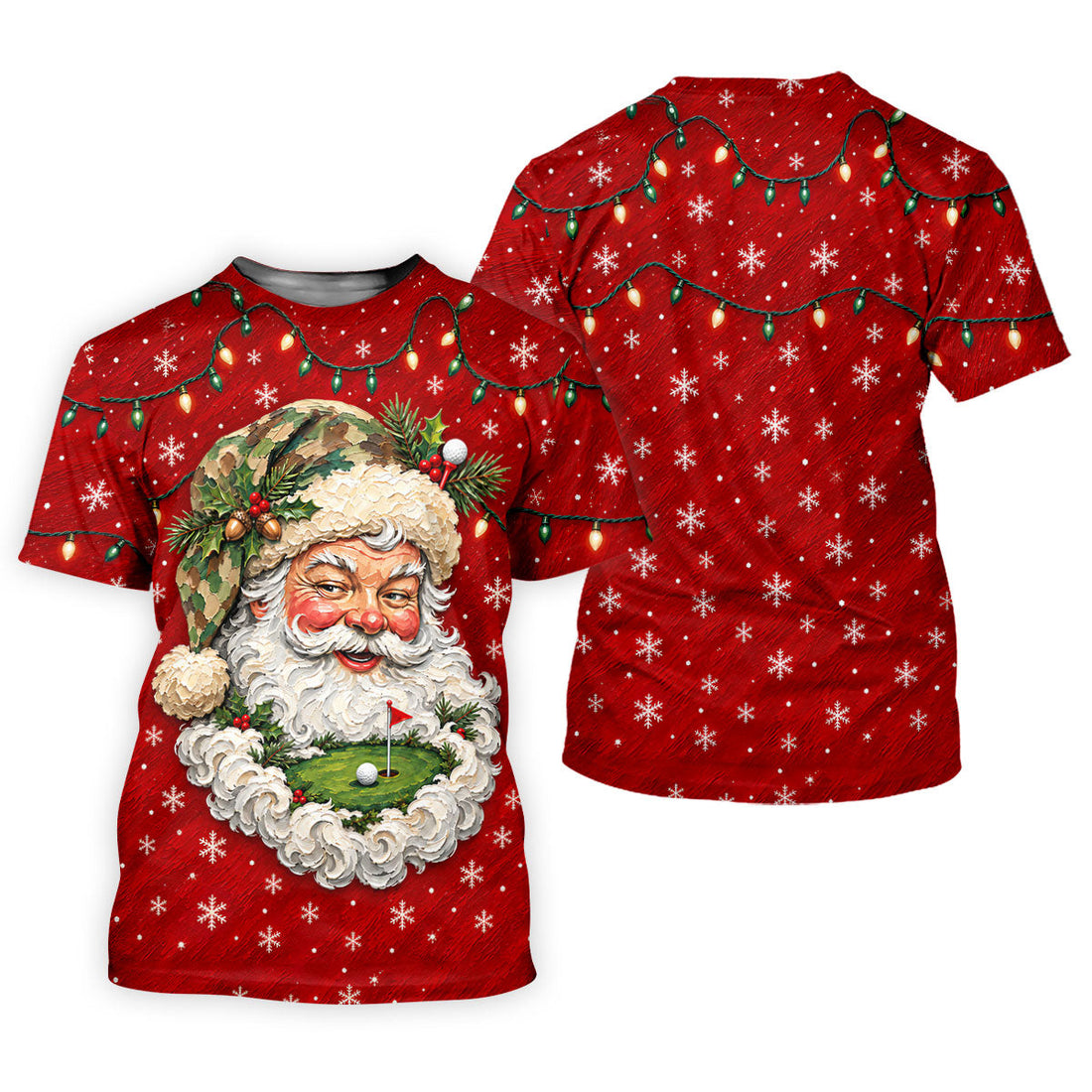 Camo Hat Santa Face Christmas Golf Shirt, Womens Golf Clothing, Golf Shirts For Women
