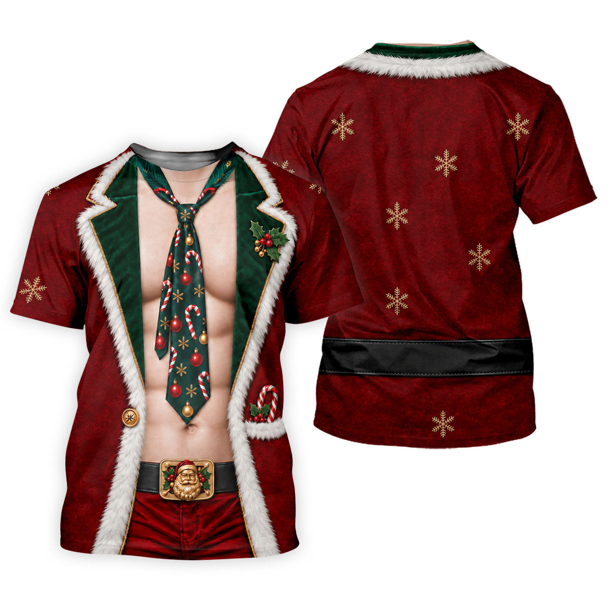 Santa Suit Tie Six Pack Christmas Golf Shirt, Golf Shirts For Men, Mens Golf Shirts