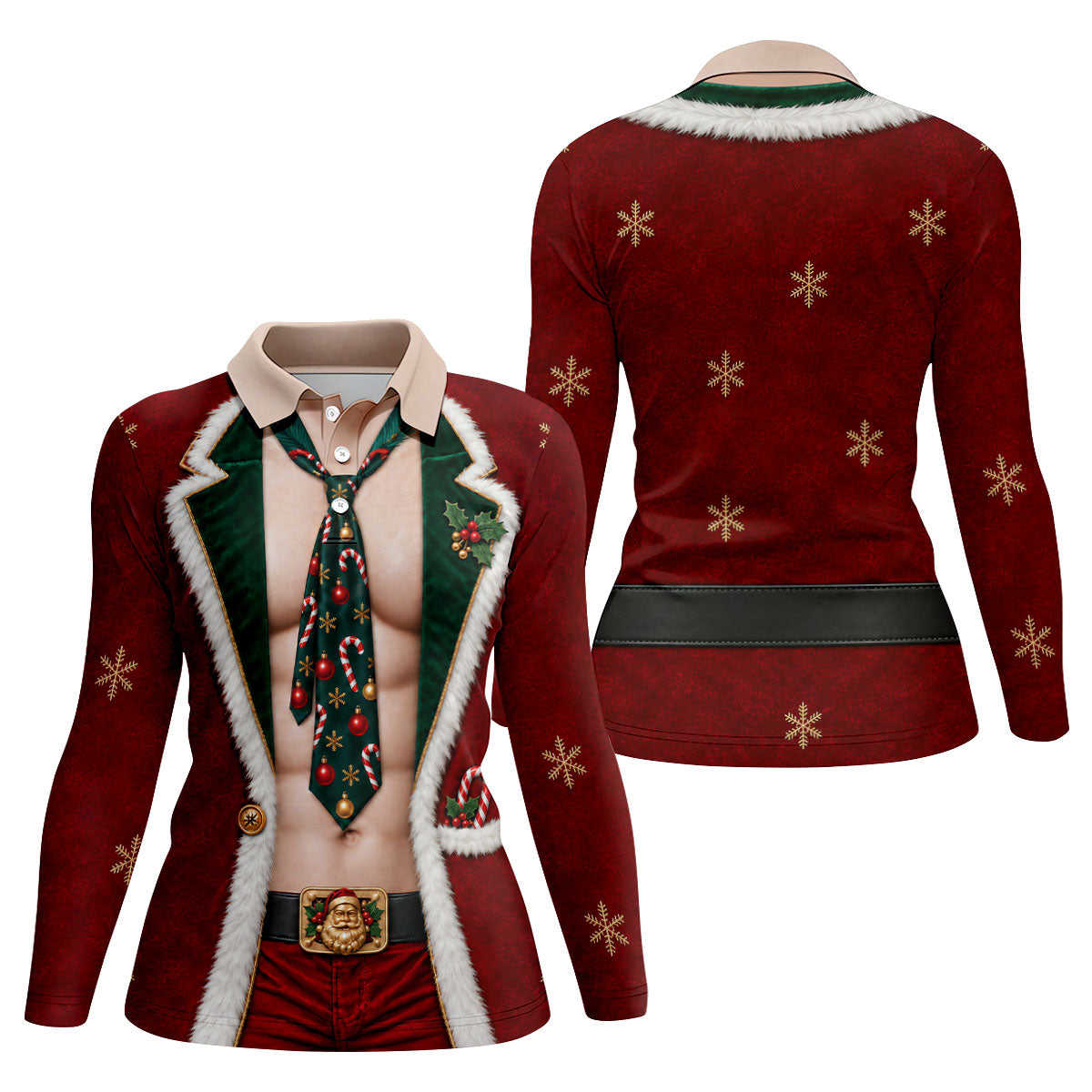 Santa Suit Tie Six Pack Christmas Golf Shirt, Womens Golf Shirts, Womens Golf Apparel