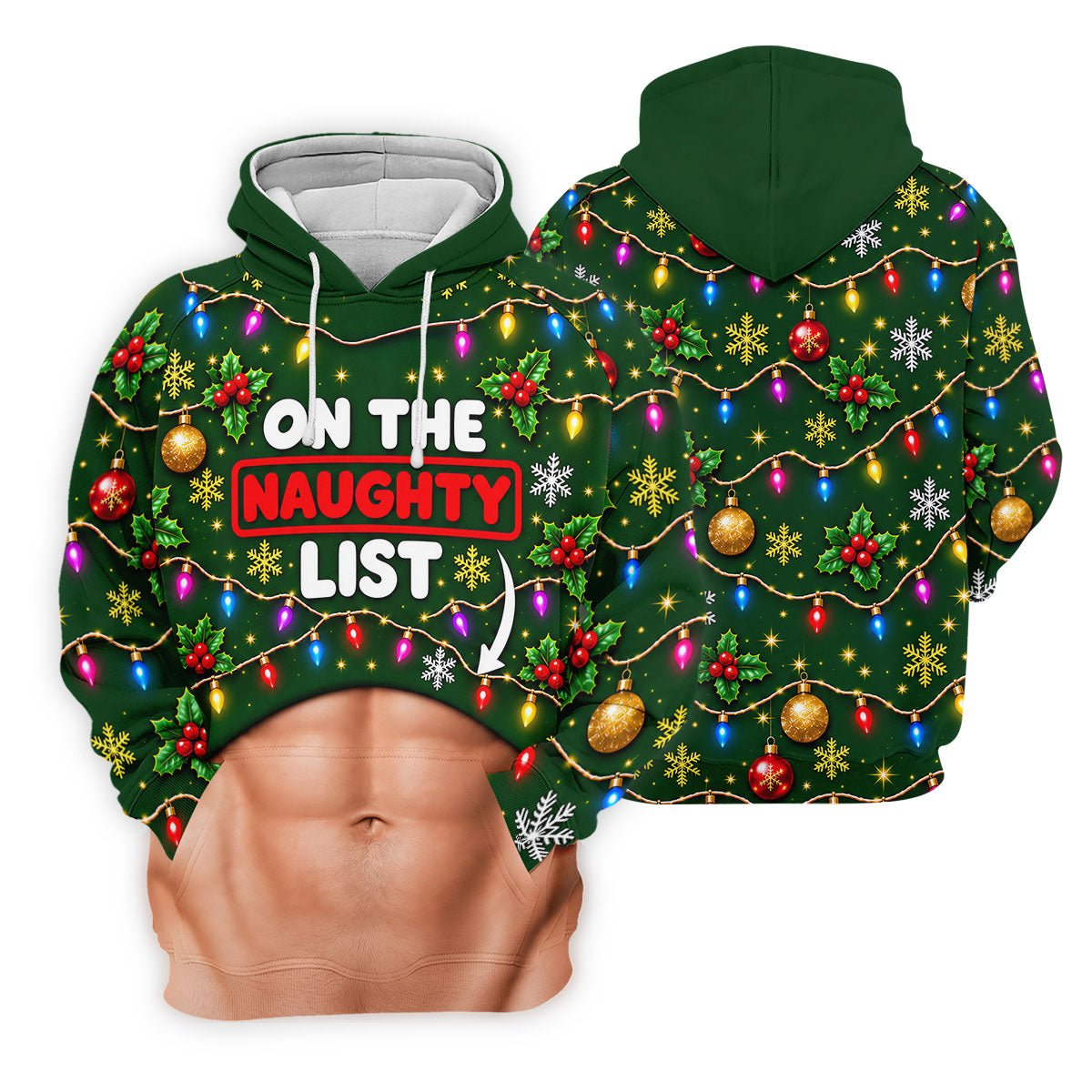 On The Naughty List Abs Christmas Golf Shirt, Mens Golf Apparel, Mens Golf Clothing