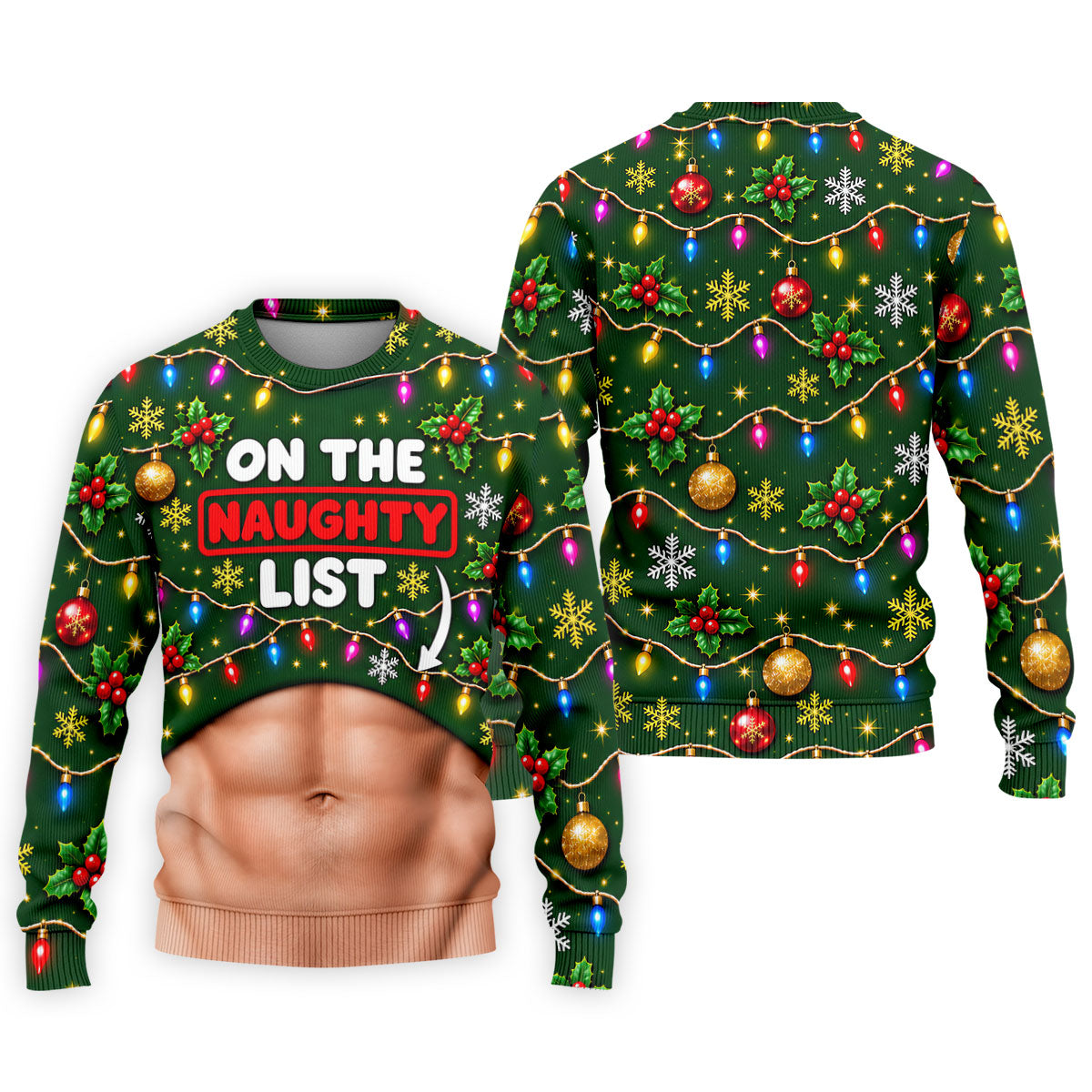 On The Naughty List Abs Christmas Golf Shirt, Mens Golf Apparel, Mens Golf Clothing