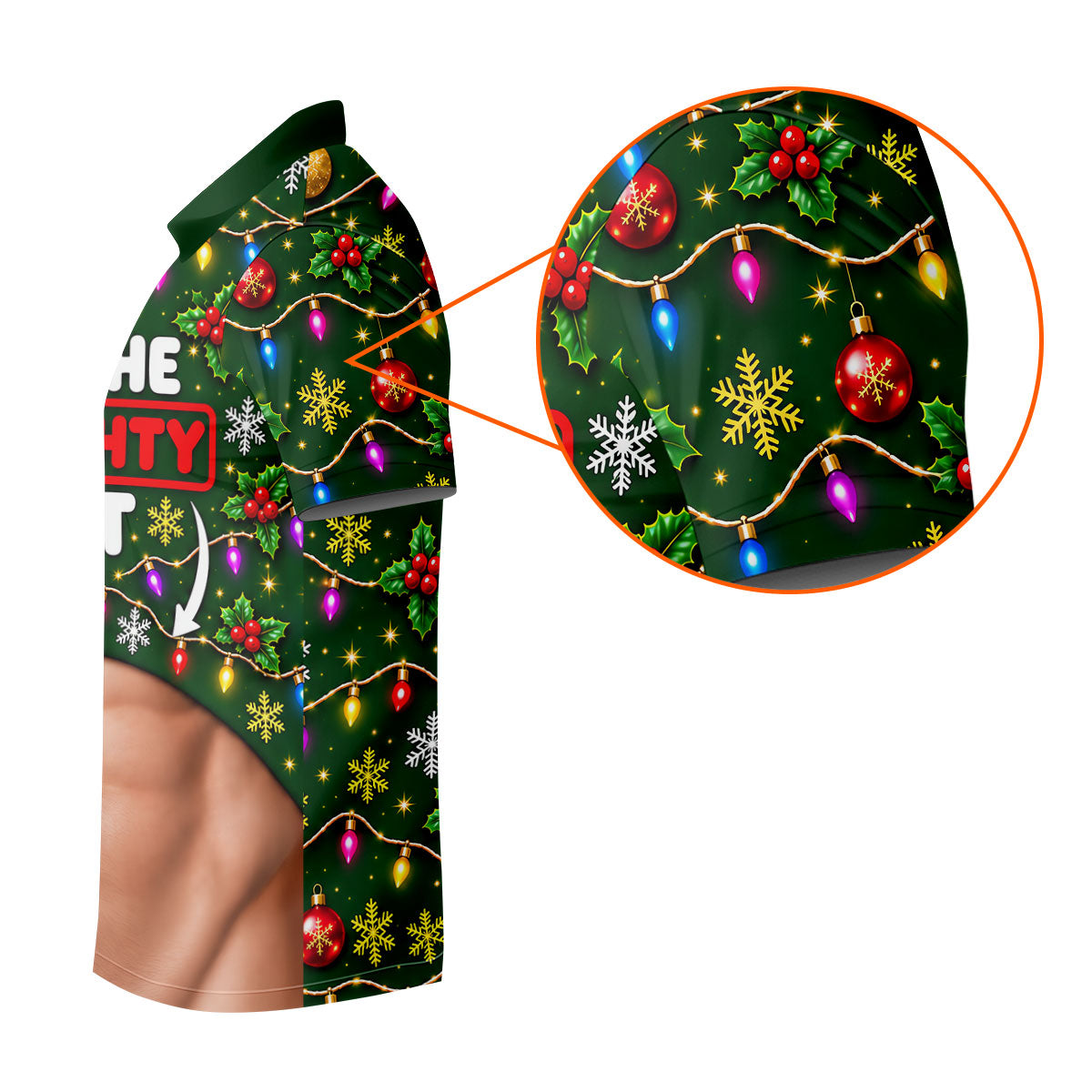 On The Naughty List Abs Christmas Golf Shirt, Mens Golf Apparel, Mens Golf Clothing