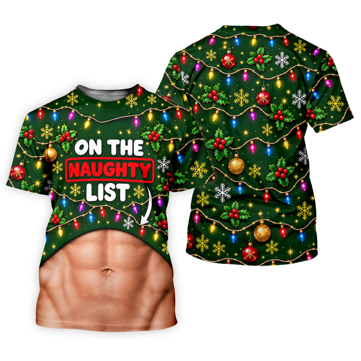 On The Naughty List Abs Christmas Golf Shirt, Mens Golf Apparel, Mens Golf Clothing
