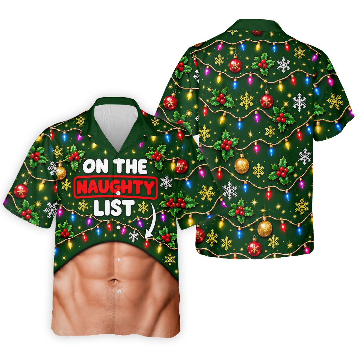 On The Naughty List Abs Christmas Golf Shirt, Mens Golf Apparel, Mens Golf Clothing