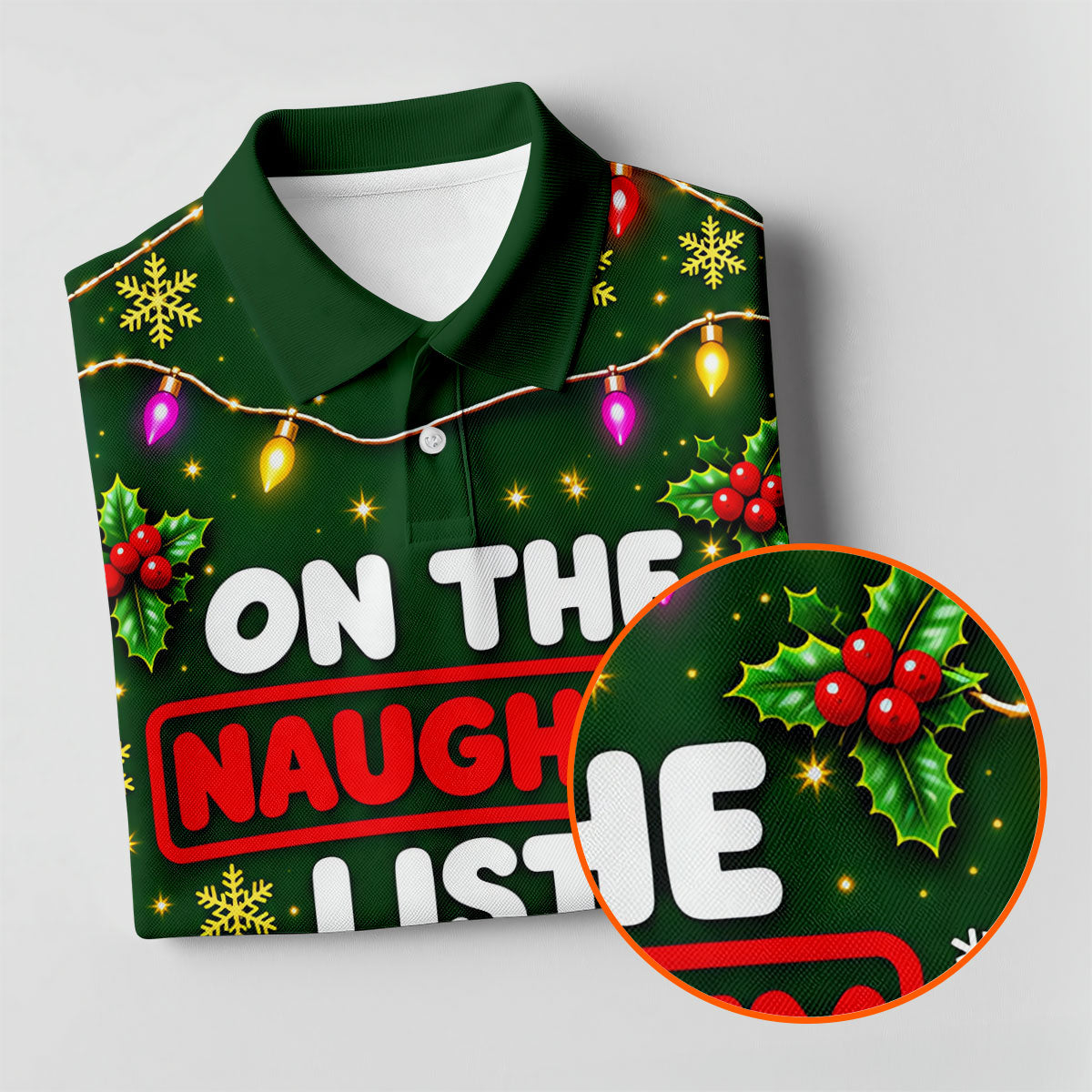 On The Naughty List Abs Christmas Golf Shirt, Mens Golf Apparel, Mens Golf Clothing