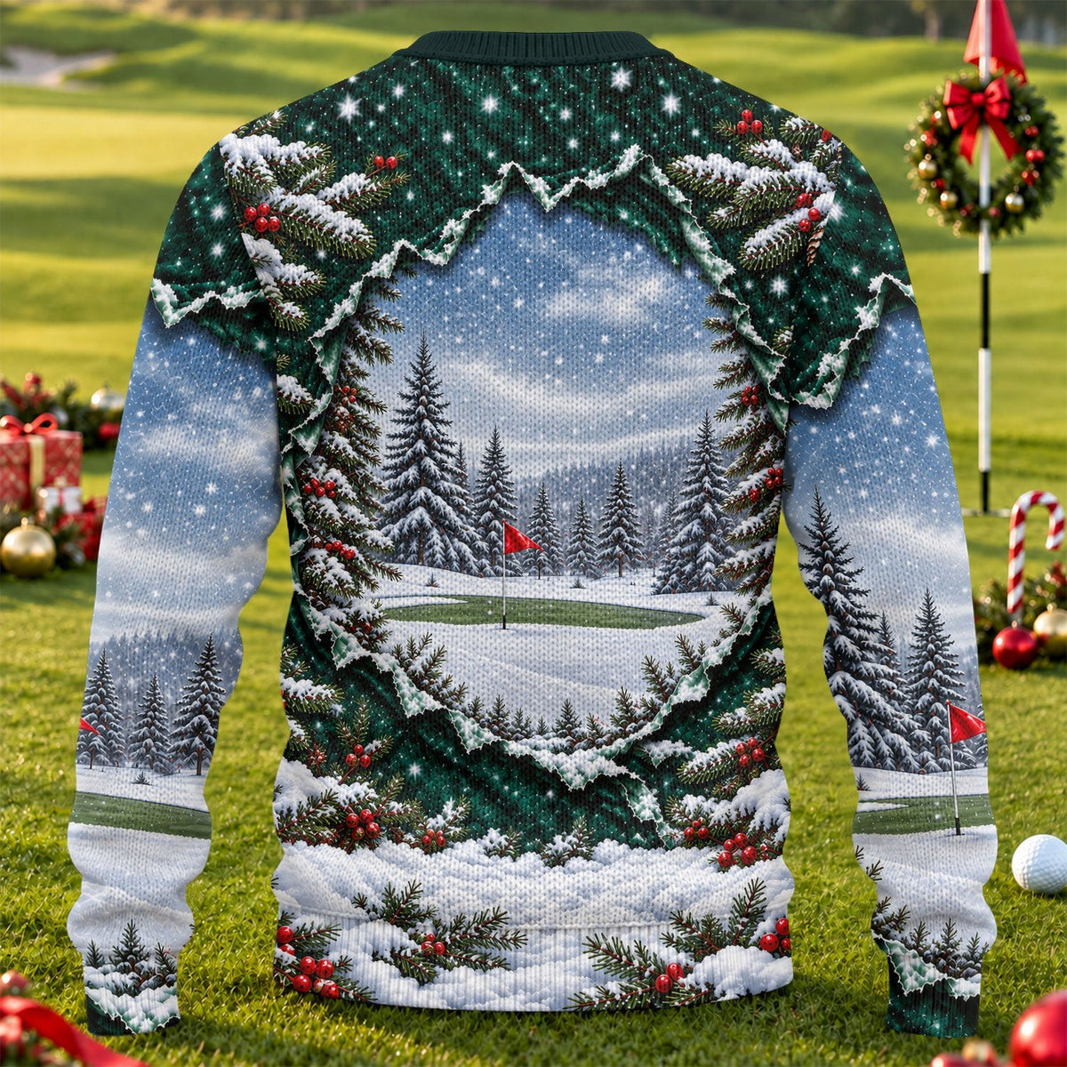 Pin Up Santa Girl Golfer Ugly Christmas Sweater, Christmas Golf Gift, Christmas Gifts