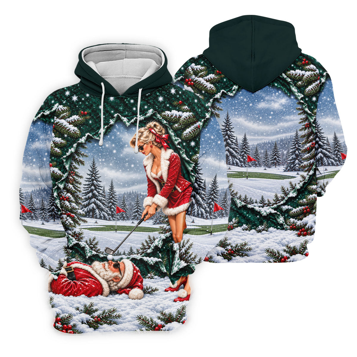 Pin Up Santa Girl Golfer Christmas Golf Shirt, Ladies Golf Apparel, Ladies Golf Tops