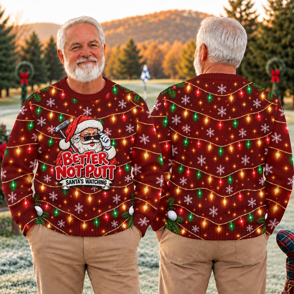 Better Not Putt Santa Ugly Christmas Sweater, Holiday Party Sweater, Golf Lover Gifts