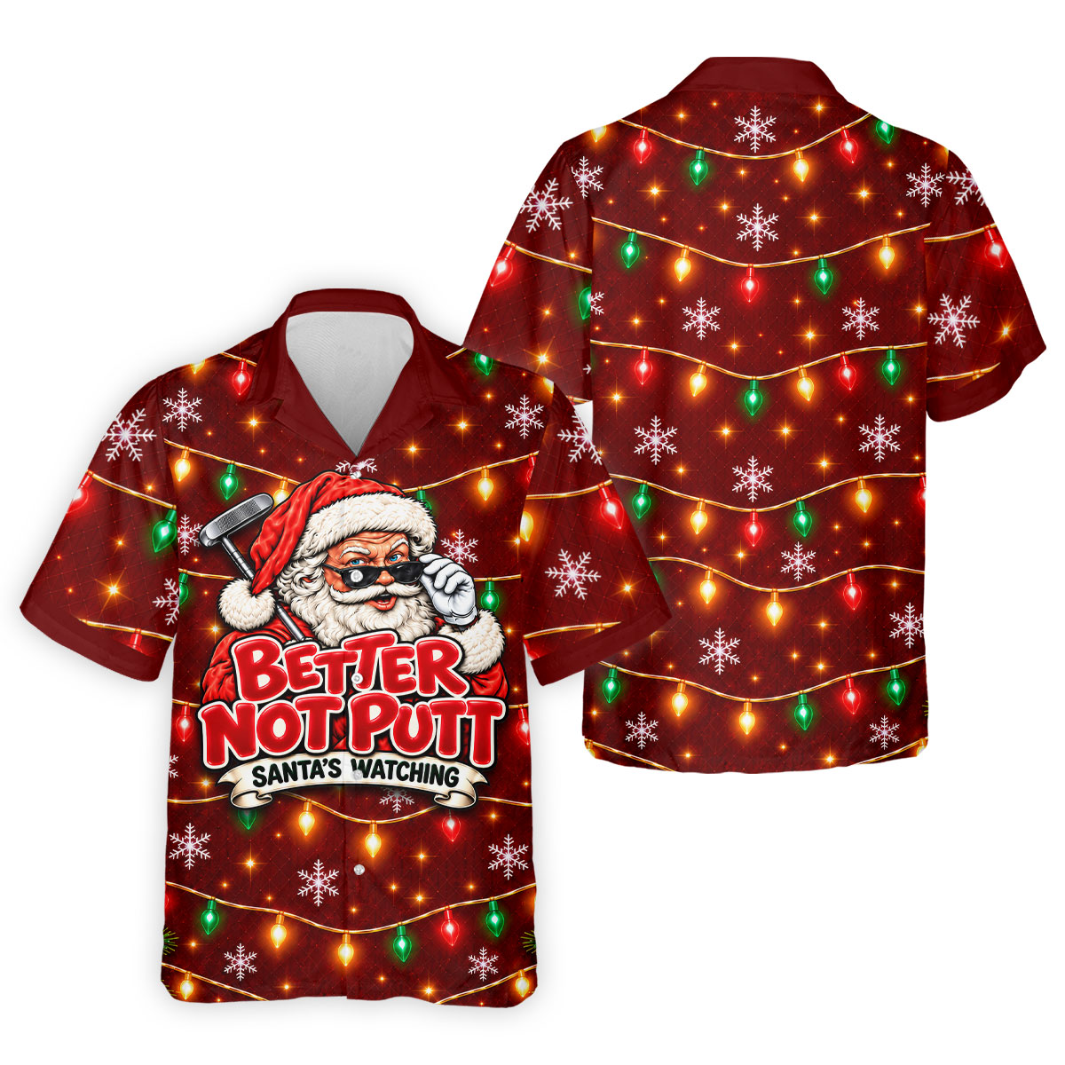Better Not Putt Santa Christmas Golf Shirt, Funny Mens Golf Shirts, Mens Golf Apparel