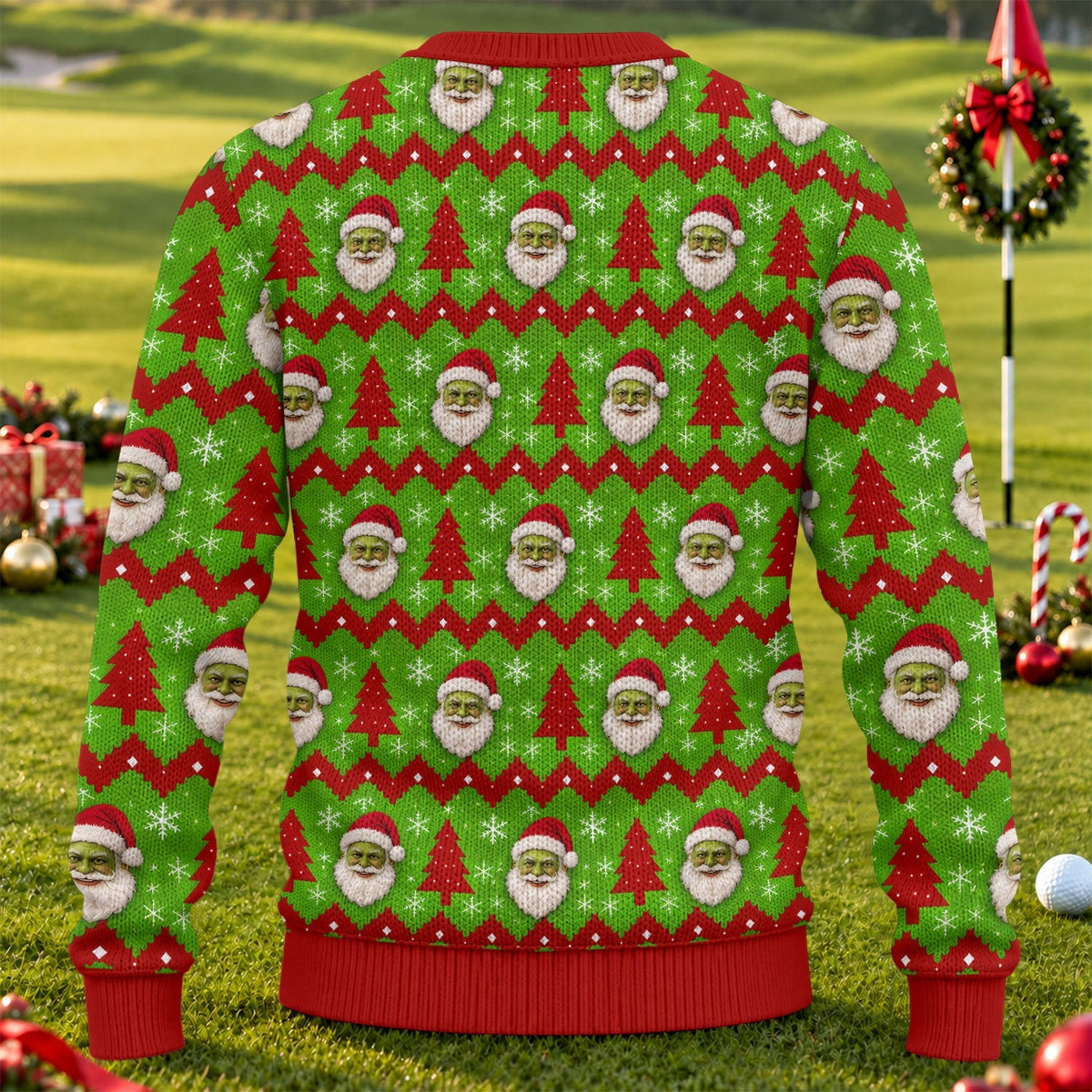 Custom Name Green Santa Ugly Christmas Sweater, Funny Xmas Gift, Christmas Gifts