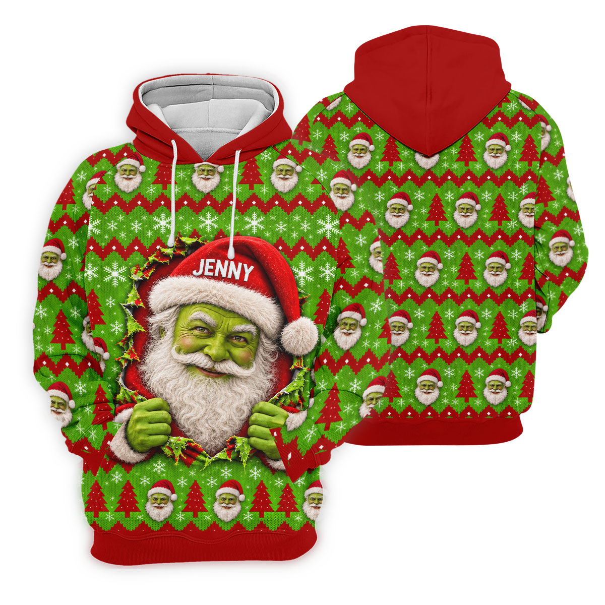 Custom Name Green Santa Christmas Golf Shirt, Golf Gifts For Men, Golf Polo For Men