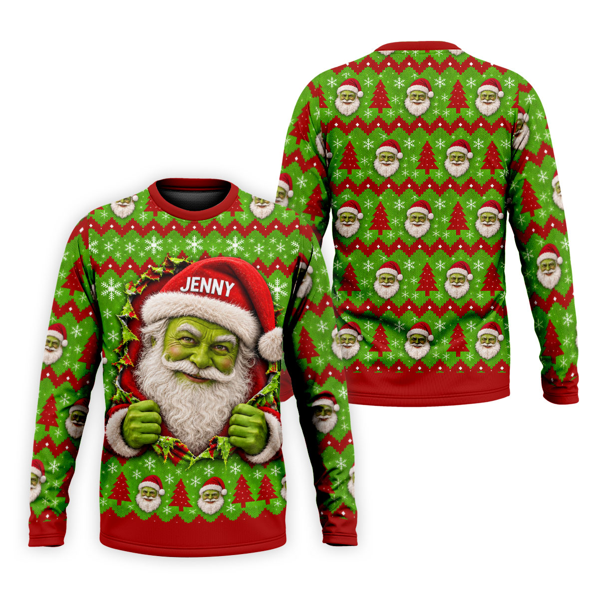 Custom Name Green Santa Christmas Golf Shirt, Golf Gifts For Men, Golf Polo For Men