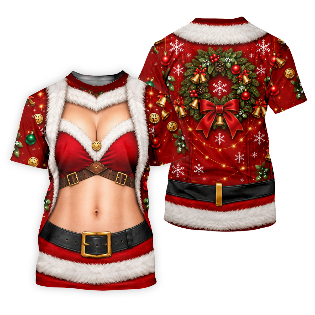 Santa Bikini Abs Vest Christmas Golf Shirt, Ladies Golf Shirts, Golf Gifts For Women