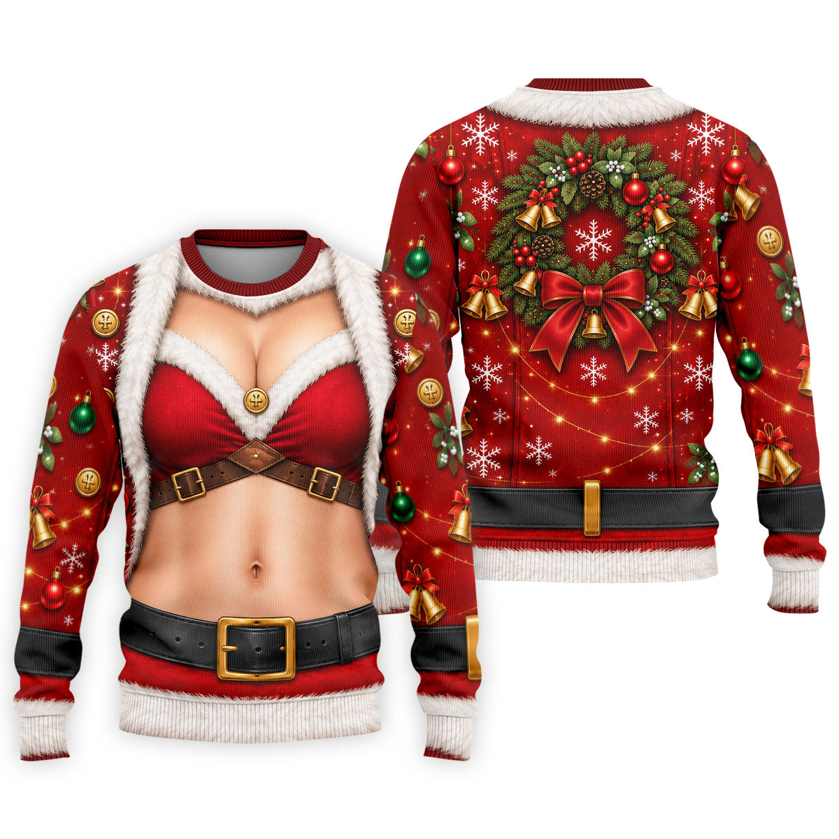 Santa Bikini Abs Vest Christmas Golf Shirt, Mens Golf Shirts, Golf Gifts For Men
