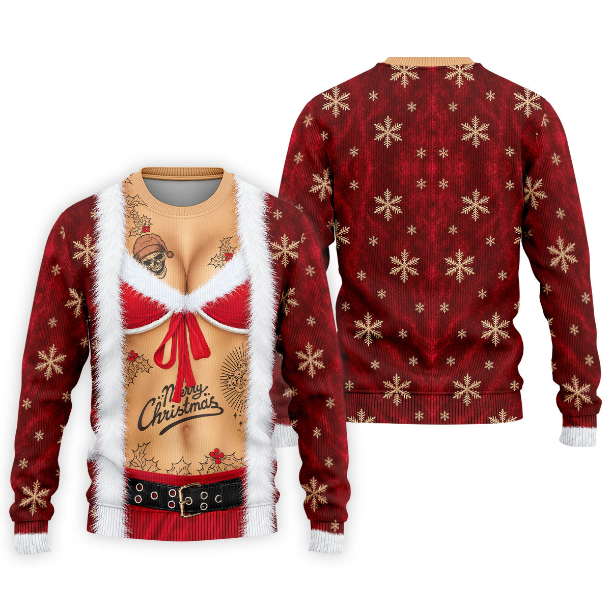 Merry Bikini Tattoo Santa Christmas Golf Shirt, Mens Golf Shirts, Mens Golf Apparel