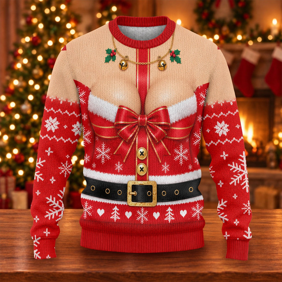 Busty Mrs Claus Red Bow Ugly Christmas Sweater, Ugly Sweater Party, Golf Lover Gifts