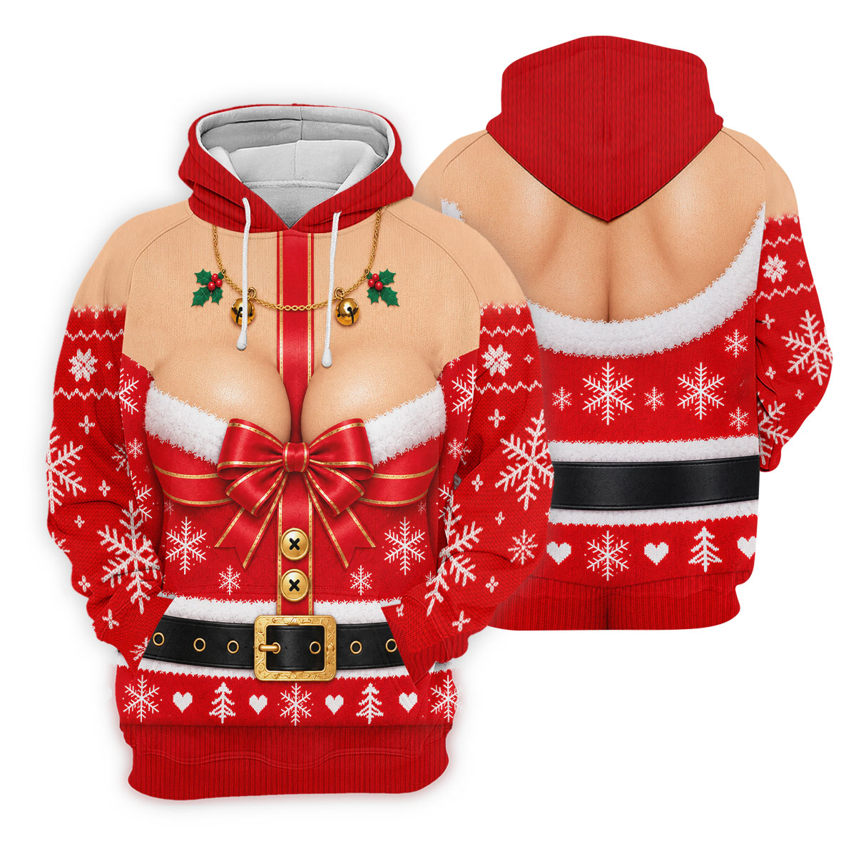 Busty Mrs Claus Red Bow Christmas Golf Shirt, Mens Golf Apparel, Golf Gifts For Men