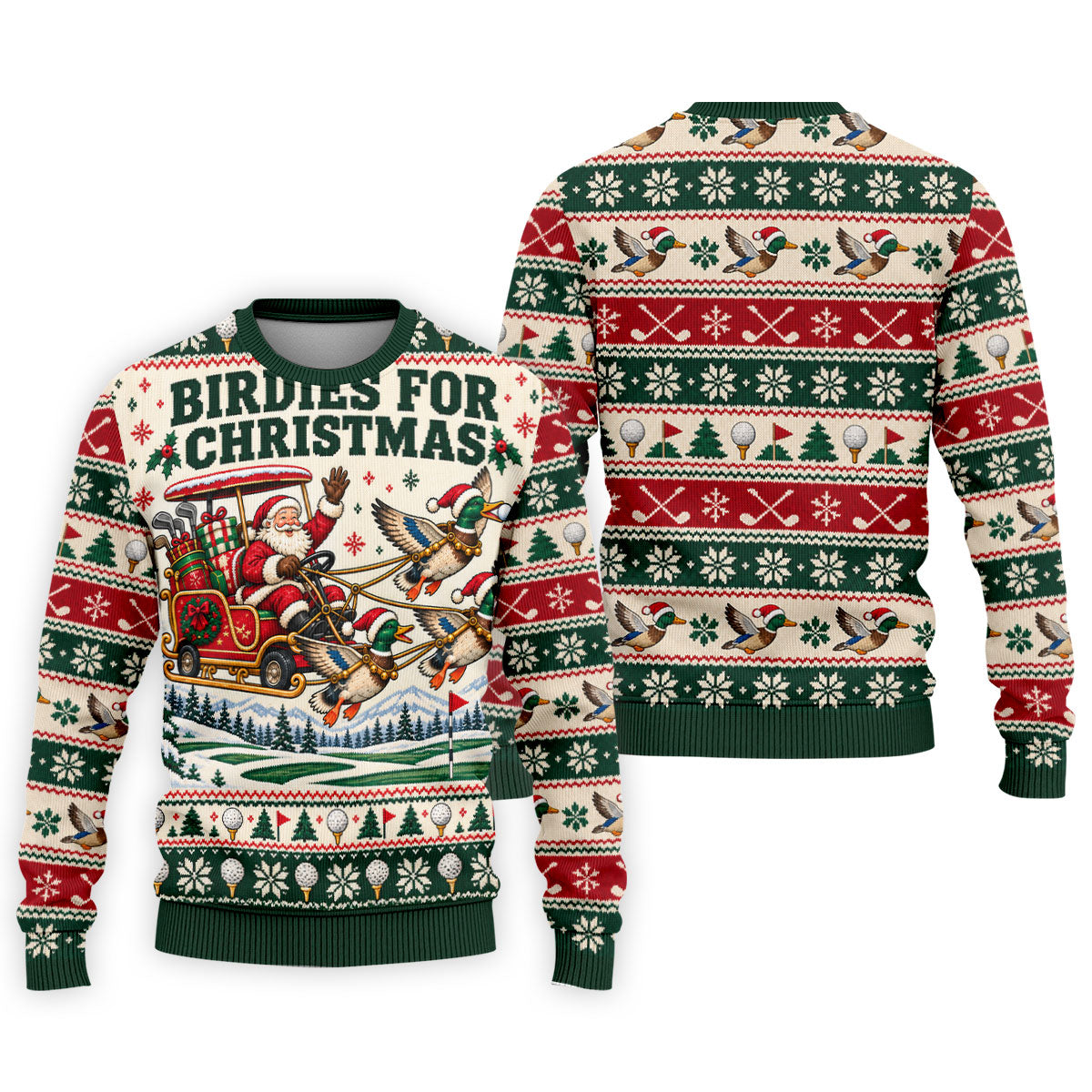 Birdies Santa Duck Sleigh Christmas Golf Shirt, Mens Golf Shirts, Mens Golf Apparel