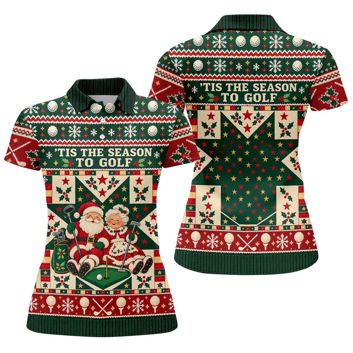 Tis The Season To Golf Christmas Golf Shirt, Womens Golf Shirts, Ladies Golf Apparel