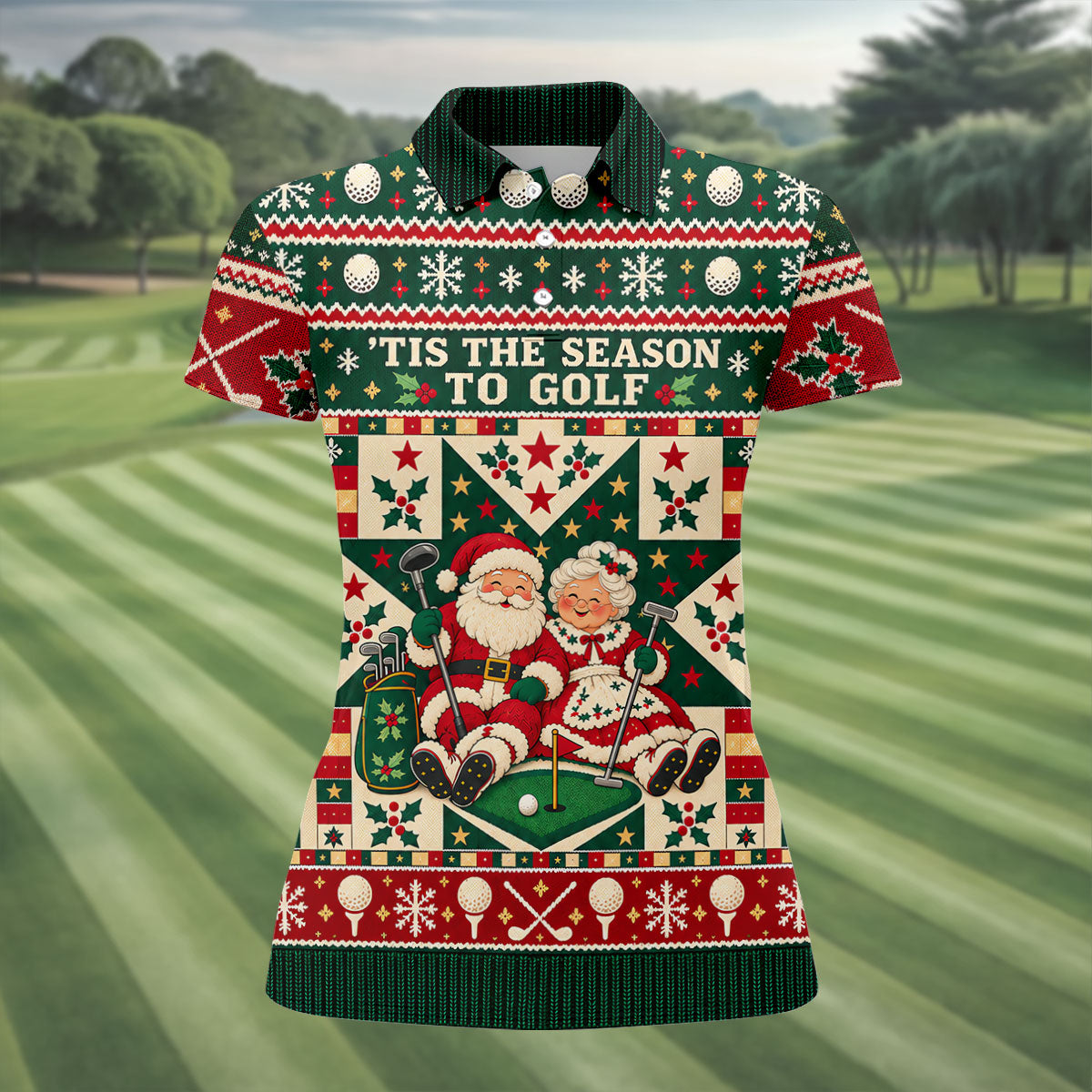 Tis The Season To Golf Christmas Golf Shirt, Womens Golf Shirts, Ladies Golf Apparel