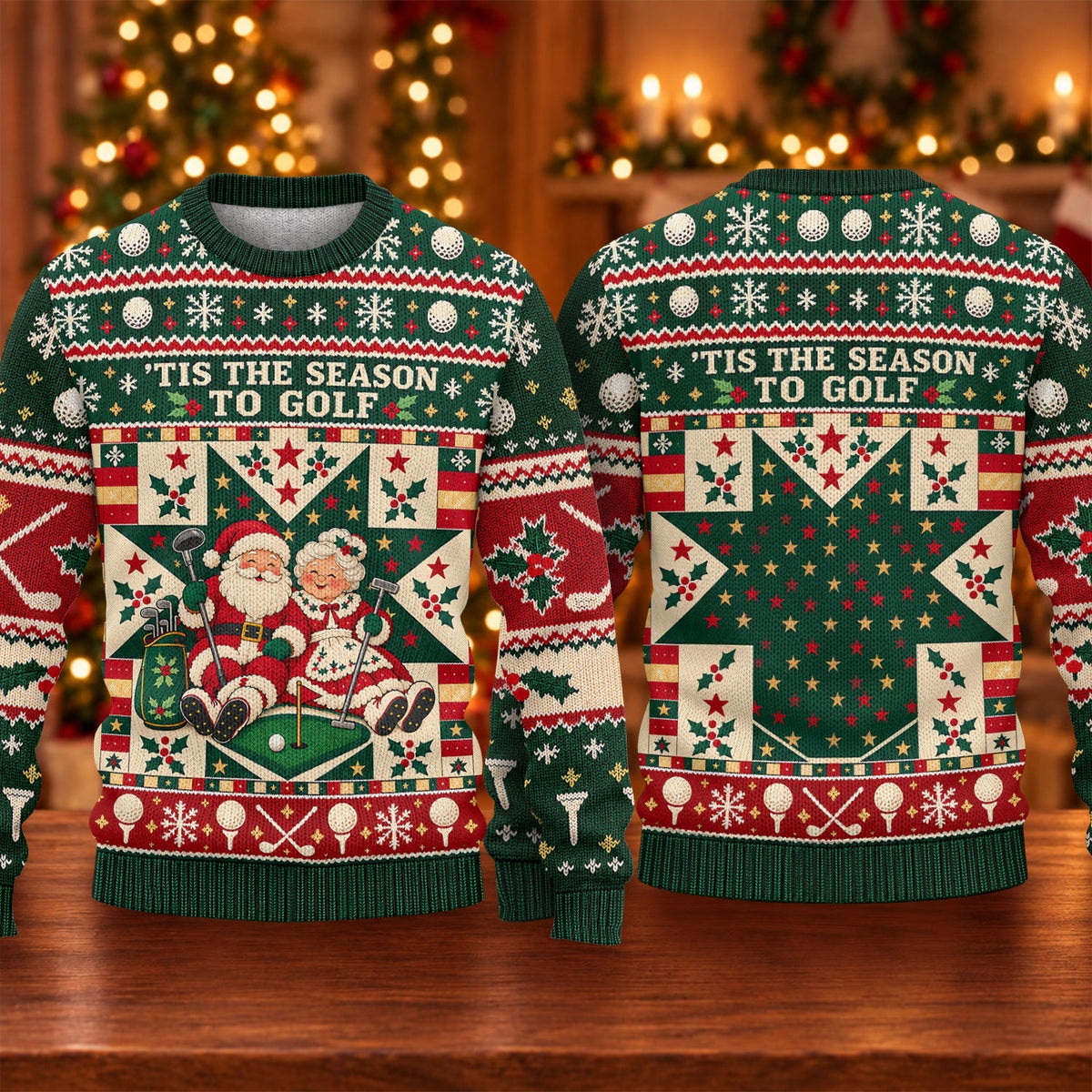 Tis The Season To Golf Ugly Christmas Sweater, Christmas Golf Gift, Golf Lover Gifts