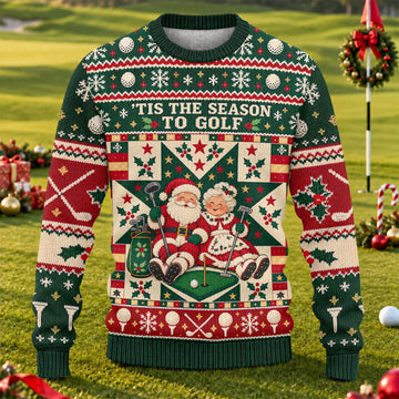 Tis The Season To Golf Ugly Christmas Sweater, Christmas Golf Gift, Golf Lover Gifts