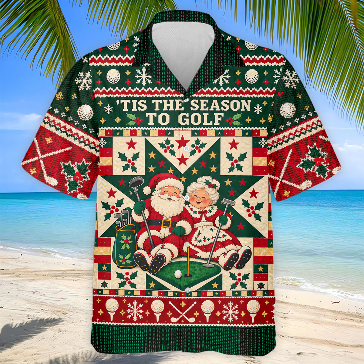 Tis The Season To Golf Christmas Golf Shirt, Funny Mens Golf Shirts, Mens Golf Polo