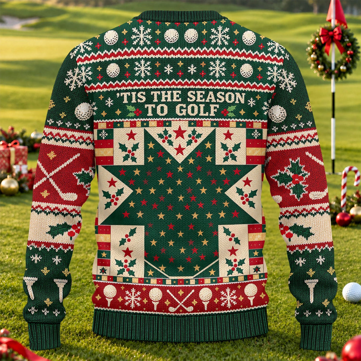 Tis The Season To Golf Ugly Christmas Sweater, Christmas Golf Gift, Golf Lover Gifts