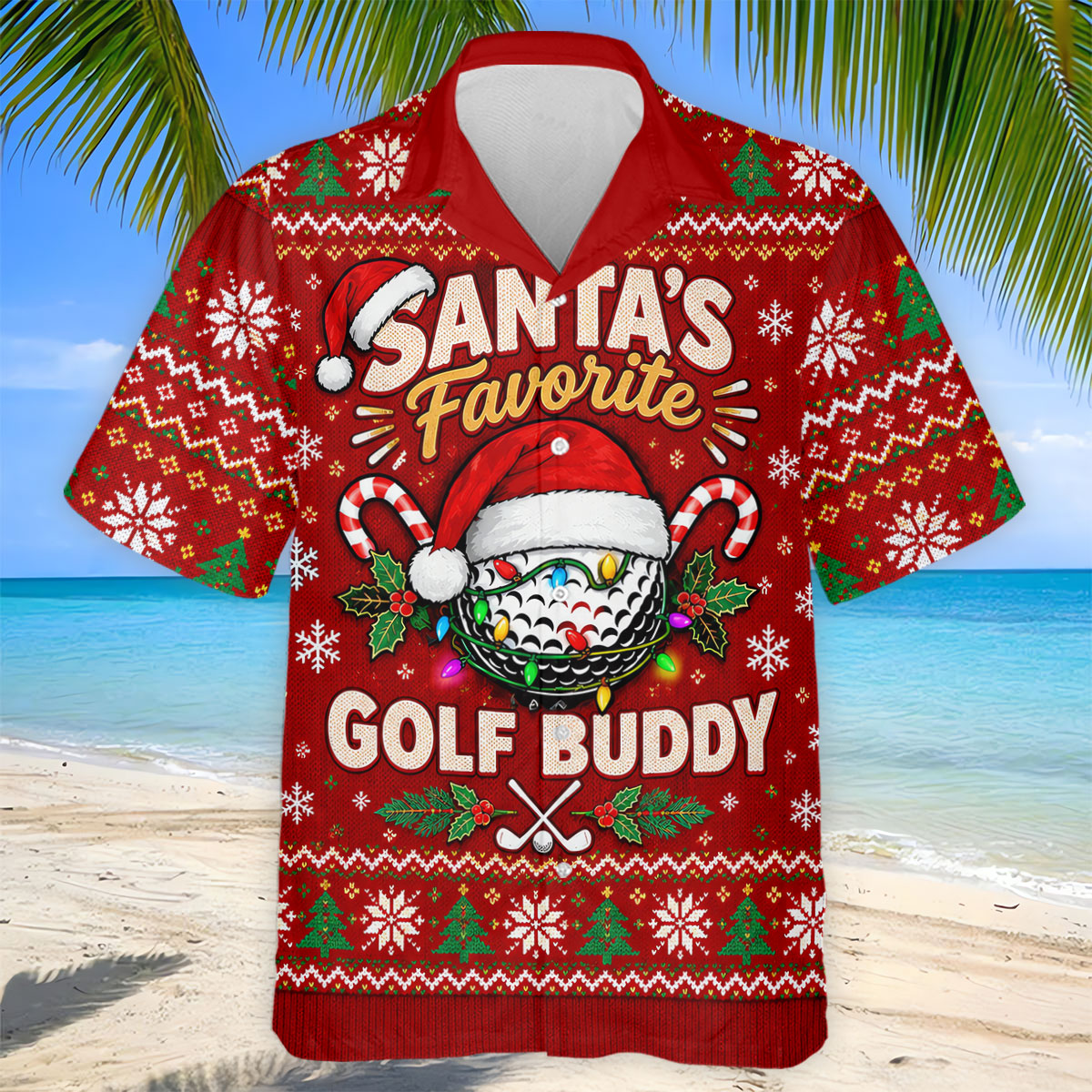 Santa's Favorite Buddy Christmas Golf Shirt, Mens Golf Clothing, Mens Golf Shirts