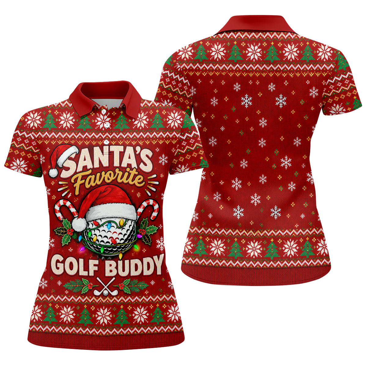 Santa's Favorite Buddy Christmas Golf Shirt, Ladies Golf Apparel, Womens Golf Apparel