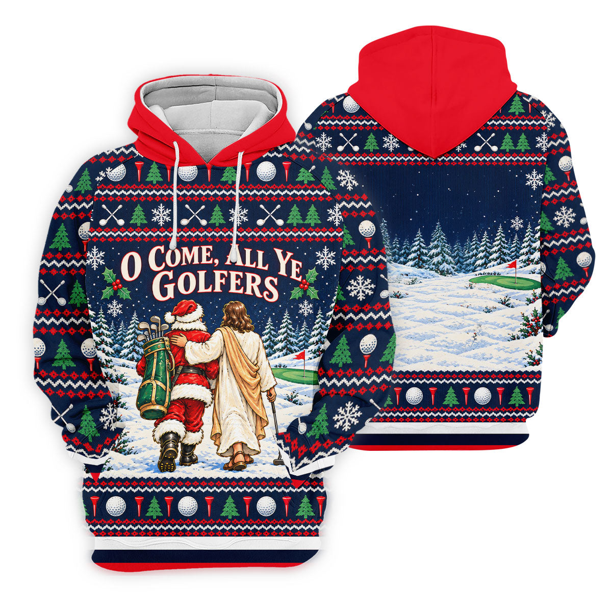 O Come All Ye Golfers Christmas Golf Shirt, Ladies Golf Shirts, Womens Golf Clothing