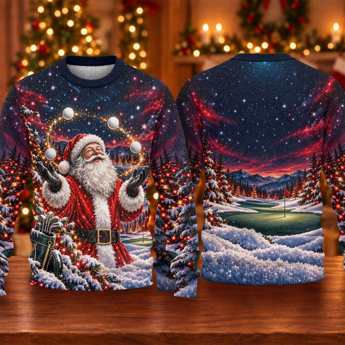 Santa Juggling Golf Balls Ugly Christmas Sweater, Ugly Sweater Party, Funny Xmas Gift