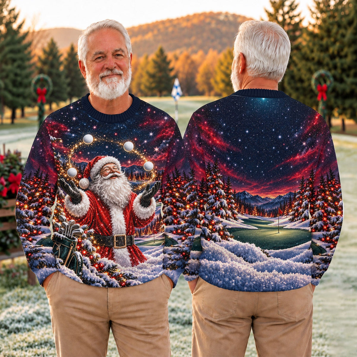 Santa Juggling Golf Balls Ugly Christmas Sweater, Ugly Sweater Party, Funny Xmas Gift