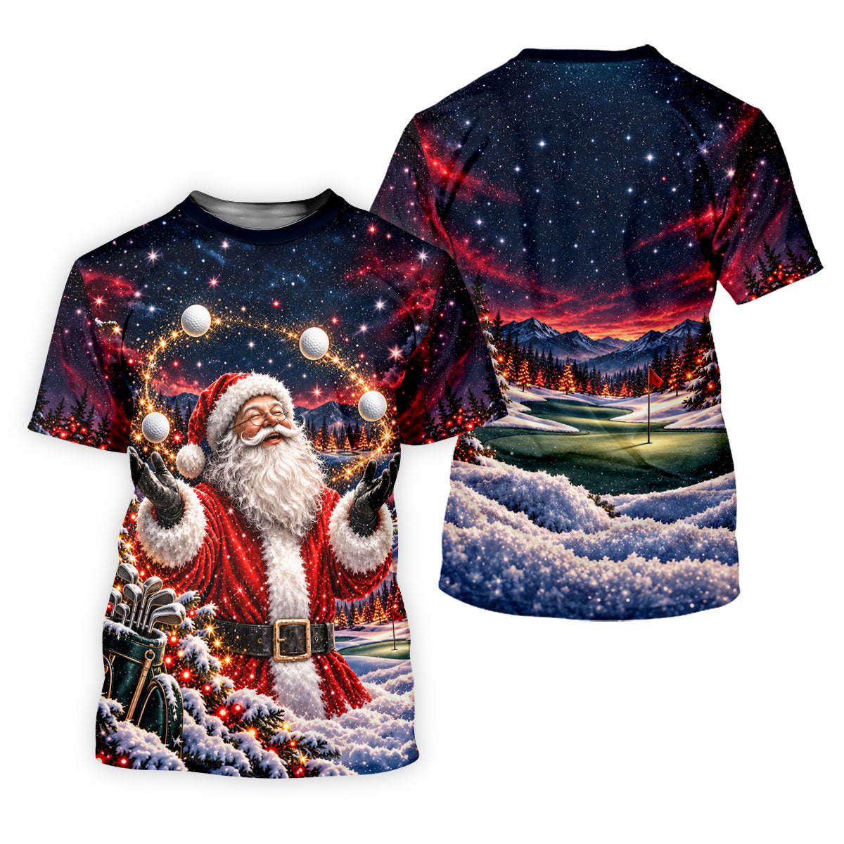 Santa Juggling Golf Balls Christmas Golf Shirt, Womens Golf Tops, Ladies Golf Shirts