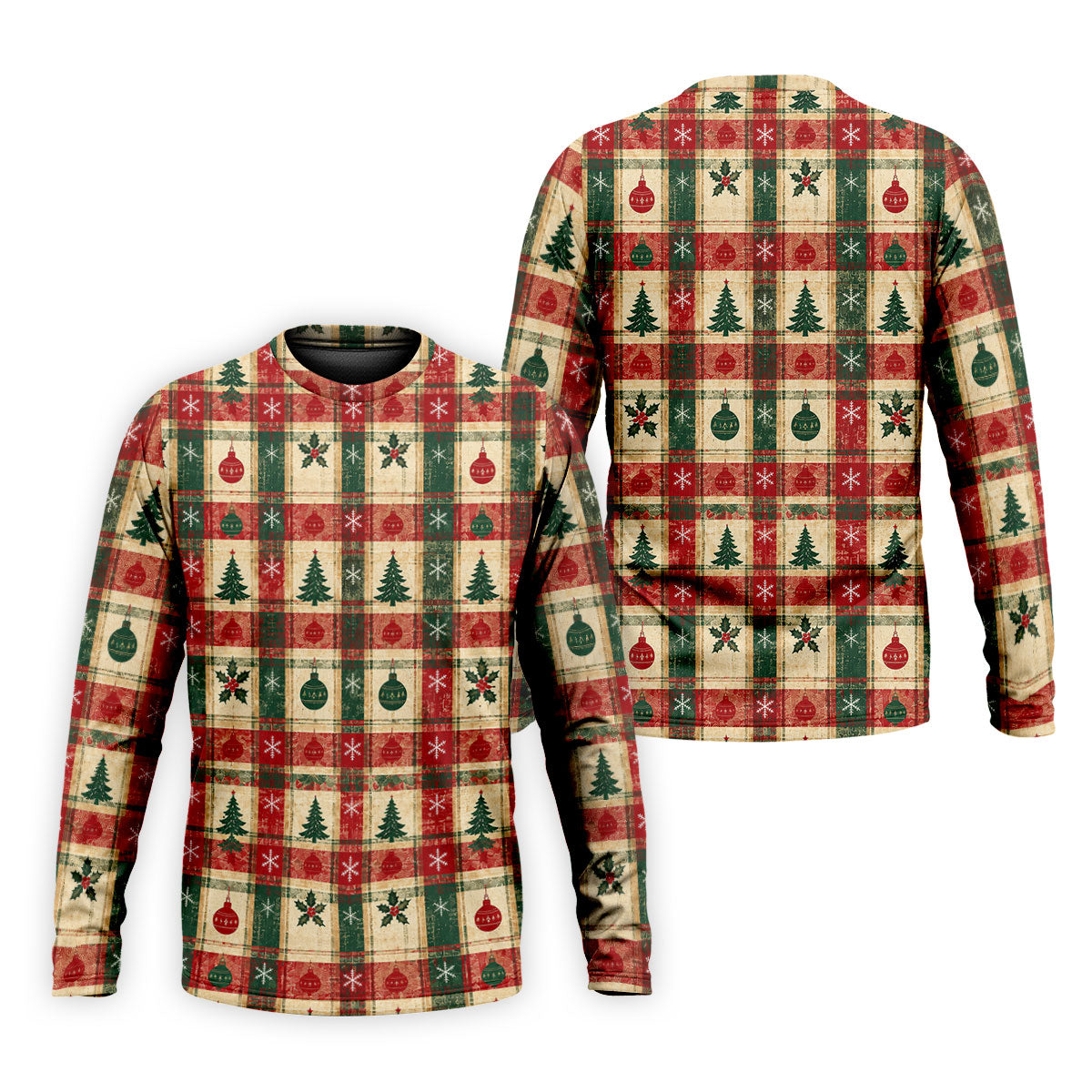 Tree Patchwork Plaid Christmas Golf Shirt, Golf Shirts For Men, Mens Golf Apparel