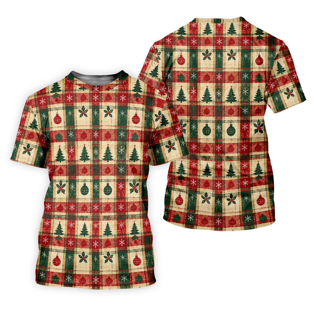 Tree Patchwork Plaid Christmas Golf Shirt, Golf Gifts For Women, Womens Golf Clothing