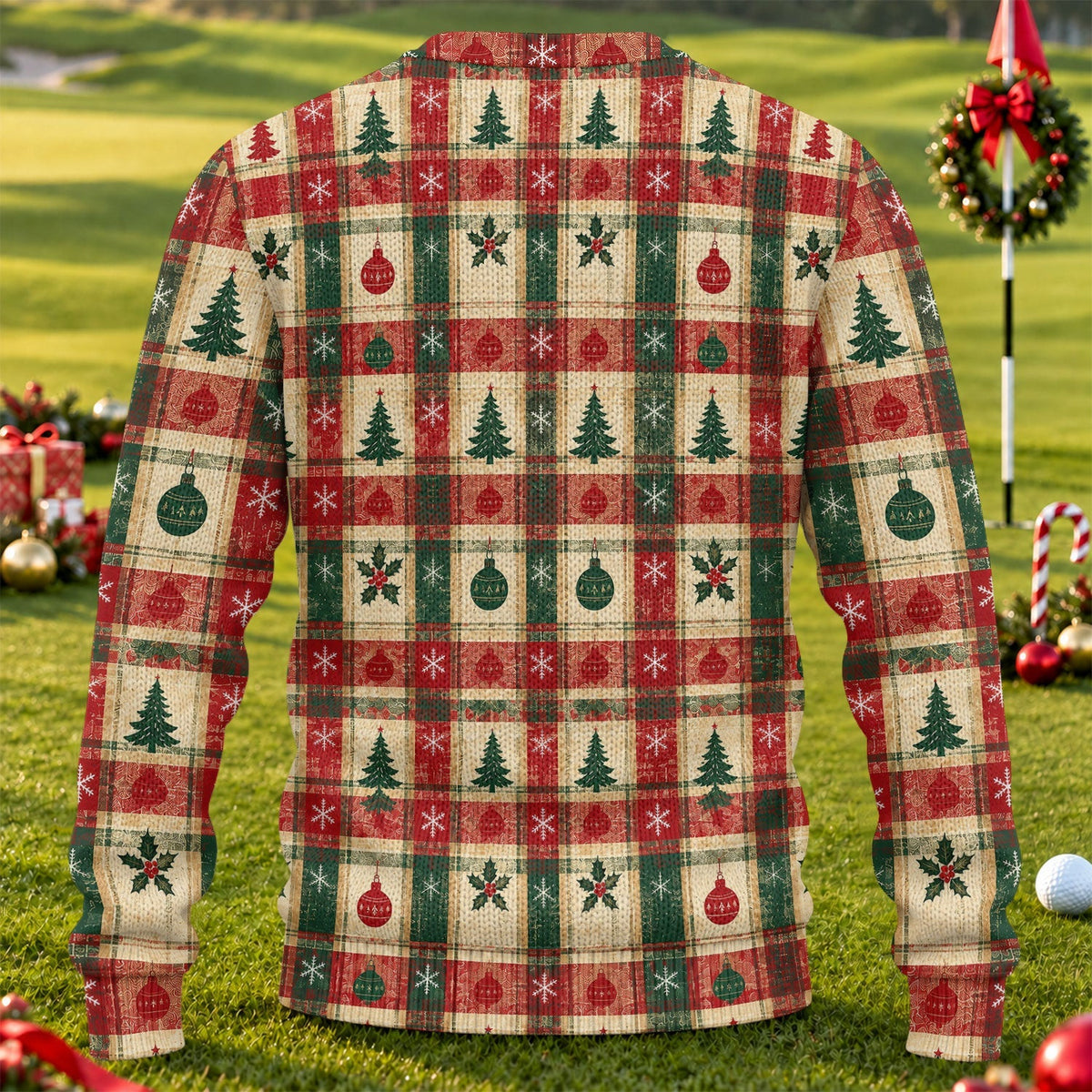 Tree Patchwork Plaid Ugly Christmas Sweater, Christmas Gifts, Christmas Sweater Gift