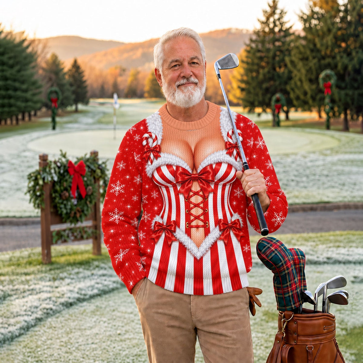 Candy Stripe Corset Ugly Christmas Sweater, Christmas Gifts, Funny Holiday Sweater