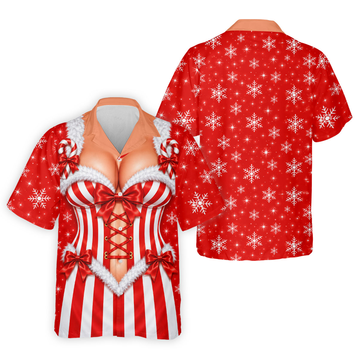 Candy Stripe Corset Christmas Golf Shirt, Mens Golf Polo, Funny Mens Golf Shirts